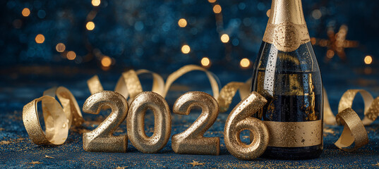 Sparkling 2026 Happy New Year Text – Festive Celebration and Future Goals Concept