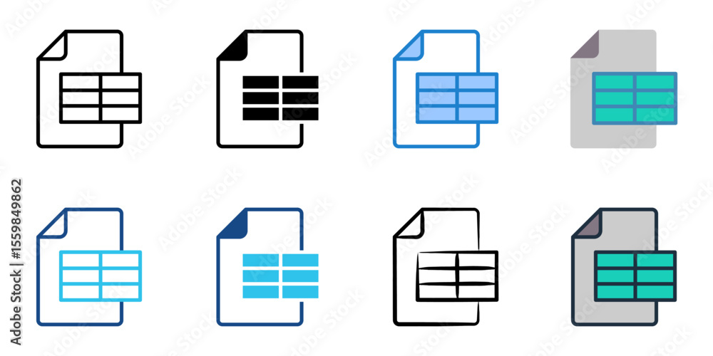 Poster spreadsheet icon set multiple style collection