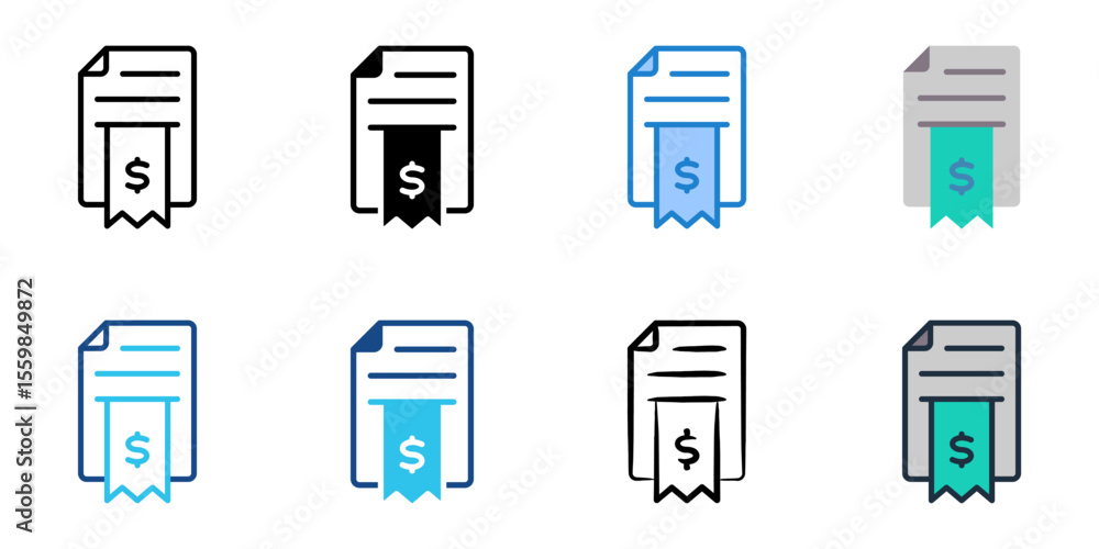 Poster invoice icon set multiple style collection