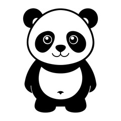 Fototapeta premium baby panda in front view outline silhouette vector