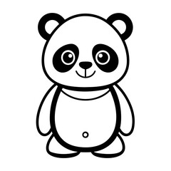 Naklejka premium baby panda in front view outline silhouette vector