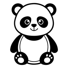 baby panda in front view outline silhouette vector