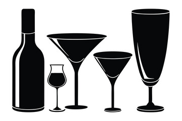 silhouette of wine glass with splash vector.eps