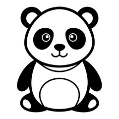 Fototapeta premium baby panda in front view outline silhouette vector