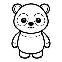 Fototapeta premium baby panda in front view outline silhouette vector