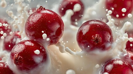 Red Currants Splashing in Fresh Cream