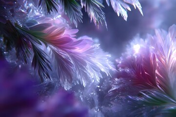 Fototapeta premium Vibrant ice crystals sparkling in a mystical, colorful landscape