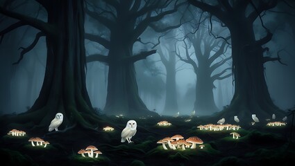 Owl Gathering in the Ancient Woods