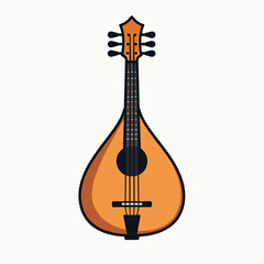 Fototapeta premium Stylized Mandolin Illustration with Orange Body and Black Accents on White Background