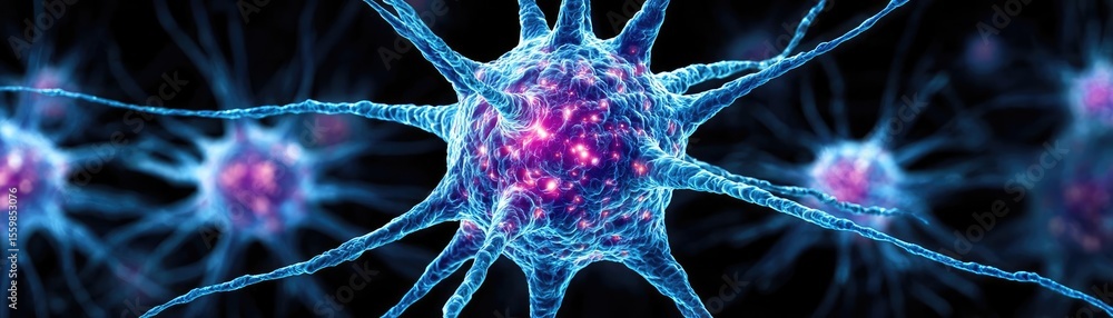 Poster biological logic from brain-inspired neuron activation concept. close-up of colorful neurons showcas