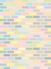 Brick wall background. Trendy creative vector pattern with colorful pastel bricks and copy space for text. Ideal for poster, banner, card, sale, invitation, cover layout, wallpaper design.