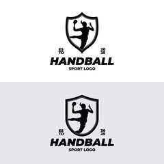 Silhouette of handball player logo design template