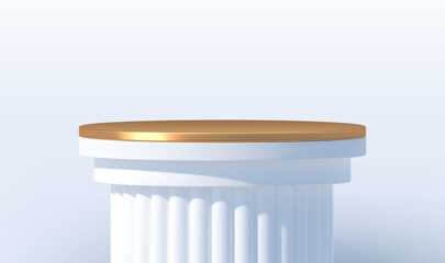 White podium like a classic column for product presentation. Podium stage. Minimal scene with podium, Vector illustration.