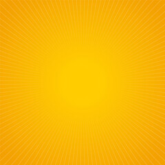 Yellow background with sunburst rays. Vector illustration.