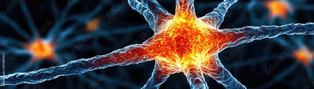 Poster biological logic from brain-inspired neuron activation concept. a close-up view of interconnected ne