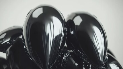 Intricate Black Balloons, Abstract Texture, Reflective Surface
