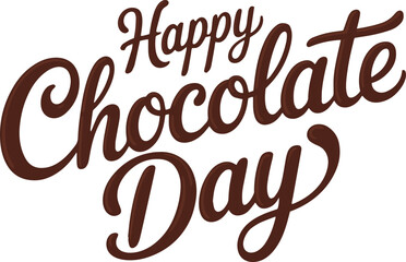 Happy chocolate day handwritten calligraphy text in dark brown color