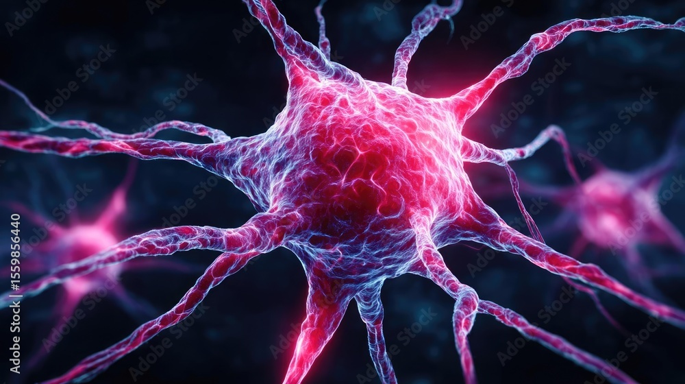 Poster biological logic from brain-inspired neuron activation concept. abstract representation of a neuron 