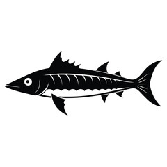 Stylized Black and White Fish Illustration