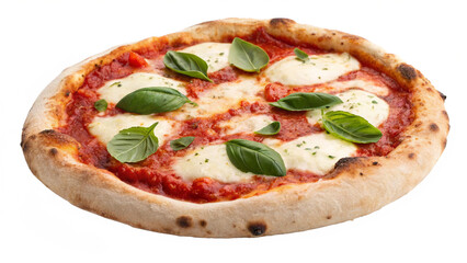 fresh and authentic Neapolitan pizza food on white or transparent background