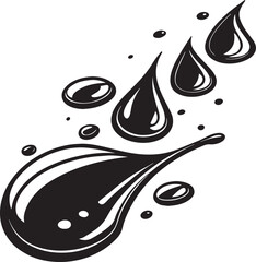 Abstract black ink drops and splashes on a white background