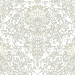 Swirl floral pattern, grey and white colors. Seamless floral pattern-759.