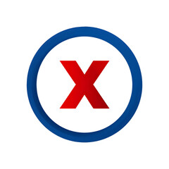 Obraz premium Red X Symbol in a Blue Circle White Background Graphic Design Element isolated on a transparent background