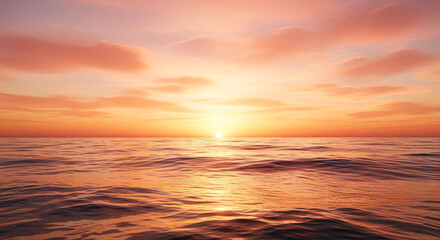 Obraz premium A breathtaking sunset paints the sky with vibrant orange and pink hues as the calm ocean reflects the golden light