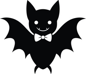 Adorable Halloween Bat Illustration Cute Cartoon Bat with Bow Tie