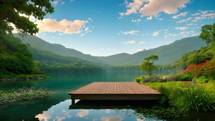 Naklejka premium lake and mountains