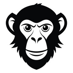Powerful Chimpanzee Head Illustration Black and White Vector Graphic for Logo, Avatar, and Design Projects