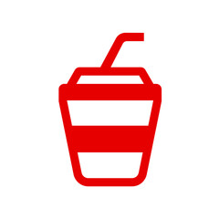 Take away coffee cups for hot and cold drinks. Food court icon set. Cafe or restaurant signs, canteens