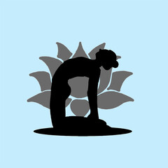 Silhouette of Yoga Pose on Lotus Design Promoting Fitness and Mindfulness