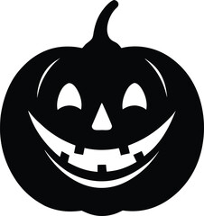 Smiling Jack-o'-lantern Halloween Pumpkin Silhouette Illustration