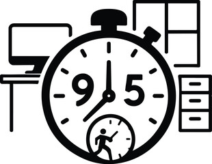 9:05 Office Routine Stopwatch with Walking Figure