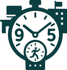 9-to-5 Office Hustle Clock Icon