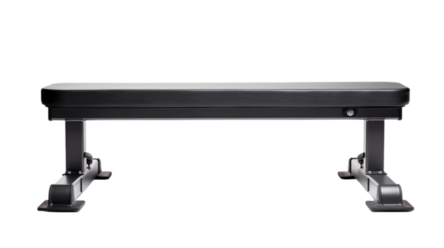 Clean modern flat weight bench Isolated on transparent Background  for strength training.