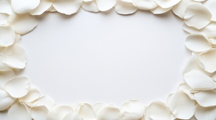 Delicate White Rose Petals Frame a Blank Canvas