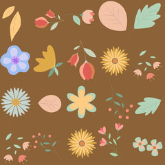 Florar Pattern. Abstract Floral Background Design with Artistic Botanical Elements