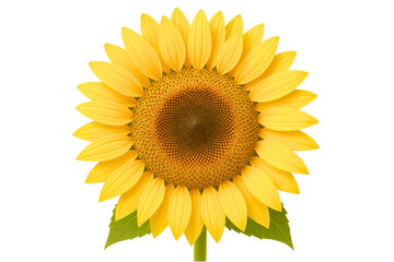 Beautiful bright yellow sunflower head in full summer bloom on a transparent background