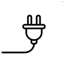 Obraz premium Electrical Plug Icon in Black Outline on White Background