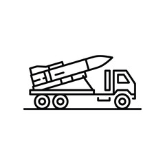 Missile launcher truck icon military vehicle outline vector illustration