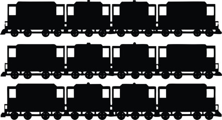 Obraz premium silhouette of cargo trains with multiple compartmet