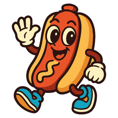 friendly hot dog cartoon character