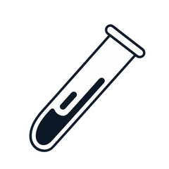 Obraz premium Minimalist black and white test tube icon on white background, science concept