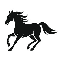 Majestic Stallion in Motion A Powerful Black Horse Silhouette Illustration