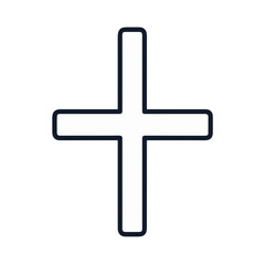Obraz premium Minimalist black and white cross icon design, religious symbolism