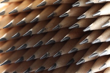 Many graphite pencils as background, macro view
