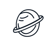 Fototapeta premium Minimalist planet icon on white background, universal symbolism