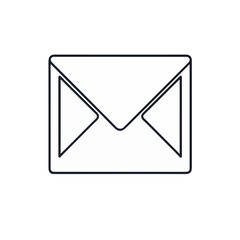 Minimalist black and white envelope icon on plain background, communication